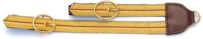 Degenschlaufe S�bel Kuppelaus Leder Braun Gold Rot