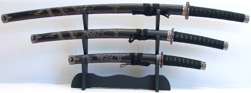 Schwarzes Samurai Schwerter Drachen Katana set