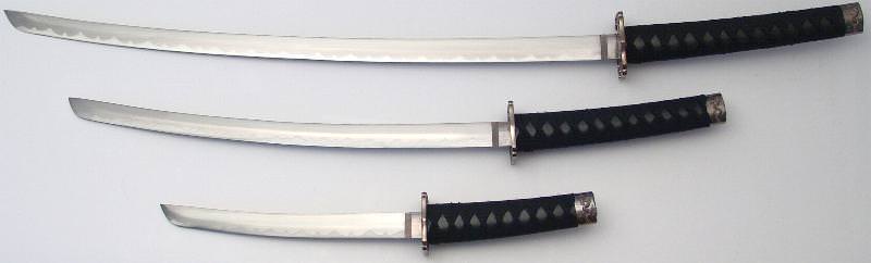 Schwarzes Samurai Schwerter Drachen Katana 3er set