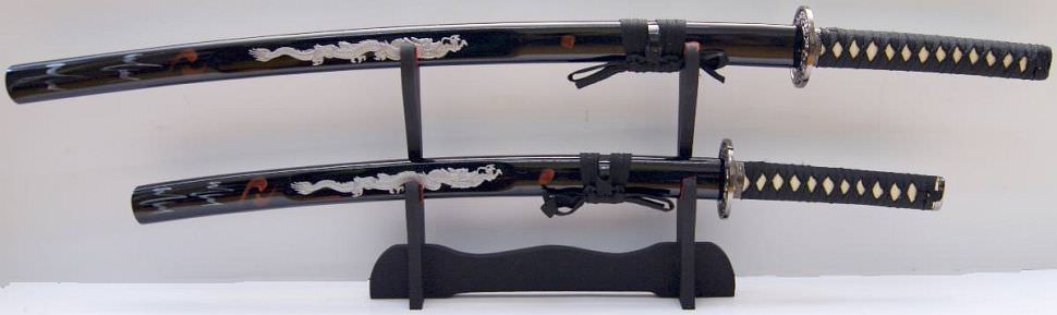 Samurai Katana 2er Set Weißerr Drache