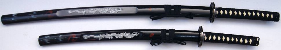 Samurai Katana 2er Set Weißerr Drache