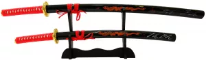 Samurai Katana Schwert 2er Set roter Drache II