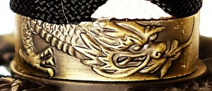 an tsuka Samuraischwert Drache Weiß Schwarz