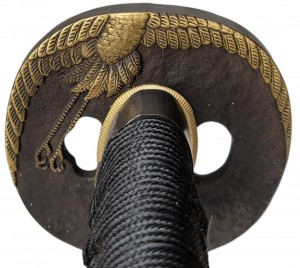 andere seite Tsuba Katana Phoenix Red Black + gefaltet
