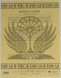Aragorn Schwert von Herr der Ringe kaufen Zertifikat