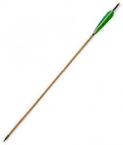 Bambuspfeil mit grüner Feder für 25 bis 35 lbs 75,5 cm
