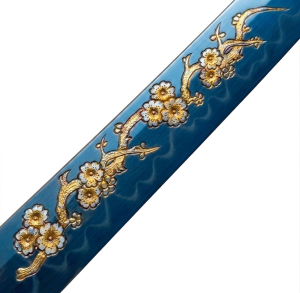 Pflaumenblüten-Gravur Katana mit Perlmutt-Intarsien