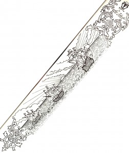 Gravur Christoph Kolumbus Schwert