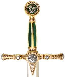 Griff Freimaurer Schwert Grün und Gold Version