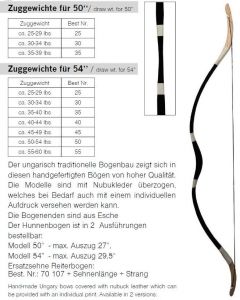 Hunnenbogen 25 - 60 lbs Länge 54 Zoll