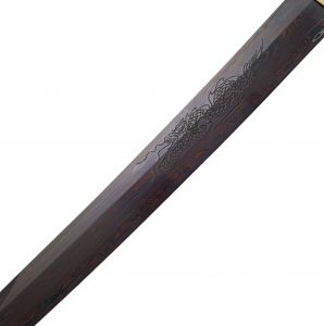 Im detail Drachen Wels Katana + gefaltet- Damast red black