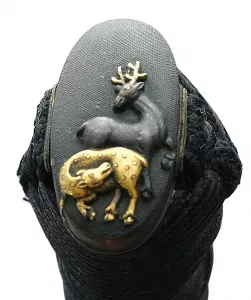 Kashira Minamoto Yoshimune Antikes Katana Japan