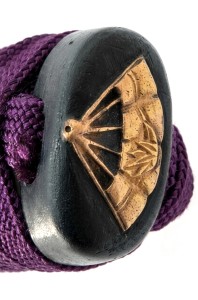 Kashira-Samuraischwert der 12 Fächer mit speziellem Hamon echt und scharf