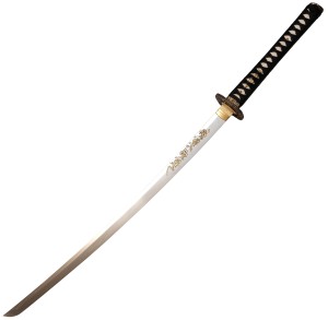 Klinge Pflaumenblüten-Gravur Katana mit Perlmutt-Intarsien