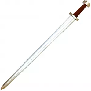 Klinge Wikingerschwert Scharf mit brauner Scheide und Gürtel