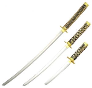 Klinge Samurai Katana Schwerter schwarz Set