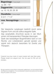 Langbogen TWINDOU 10 - 30 lbs Länge 68 - 70 Zoll