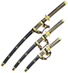ohne Ständer Samurai Katana Schwerter schwarz Set