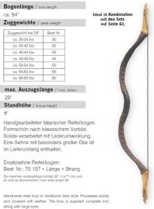 Reiterbogen Khan 30 - 60 lbs Länge 54 Zoll