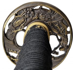 Tsuba Shiro Katana- Samuraischwert Drache + Soshu Kitae