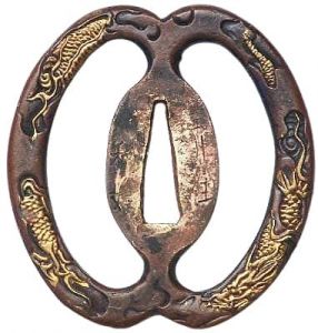 Tsuba Toyohi echtes Samurai Schwert Katana + Drachen Gravur + Kobuse