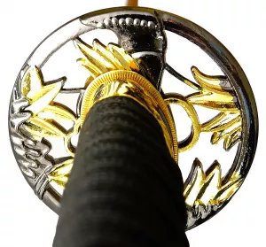 Tsuba - Katana Kirschblüten + Kobuse + gefaltet + echter Hamon