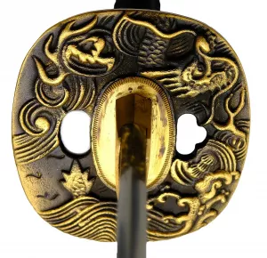 Tsuba Akeno Katana - Samurai Schwert + Honsanmai + Drache