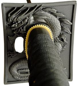 Tsuba Ninja Schwert Meister Kukishinden mit echter Hamon