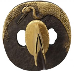 Tsuba Katana Phoenix Red Black + gefaltet