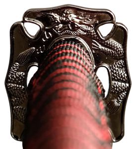 Tsuba Samuraischwert Set Roter Drache Katana Wakizashi Tanto mit Schwertständer