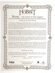 Zertifikat Der Hobbit Stichschwert Bilbo Beutlin