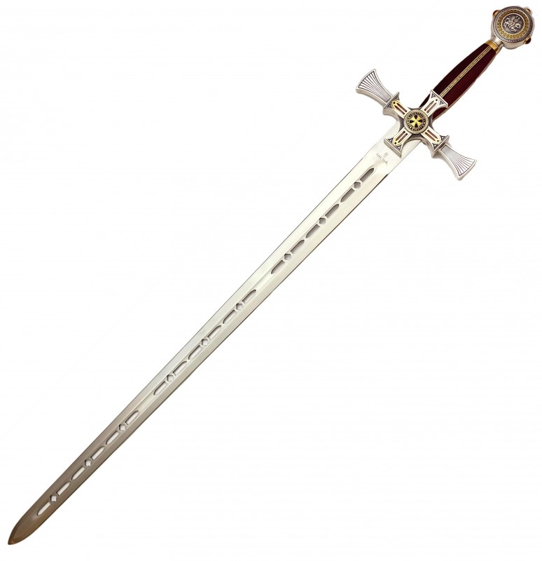 Luxus Brieföffner Templer Schwert  25 cm Metall mit Messing Griff  Tempelritter 
