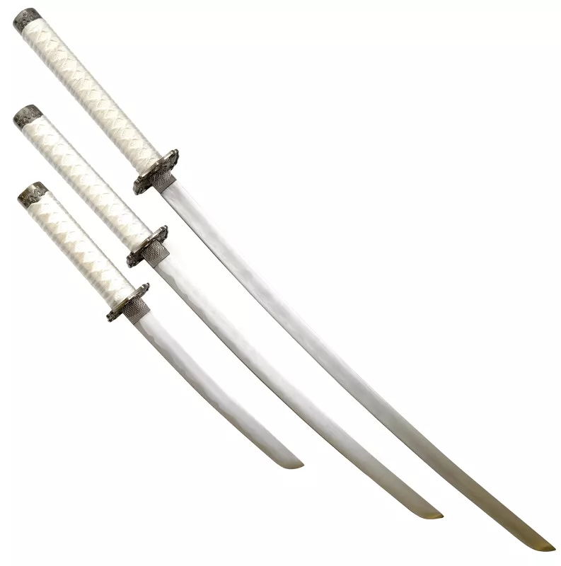 Klingen weiße Samurai Schwerter- Drachen Katana 3er Set