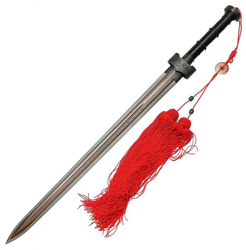 ohne Scheide Tai Chi Schwert Kaiser Taizong red black Damast