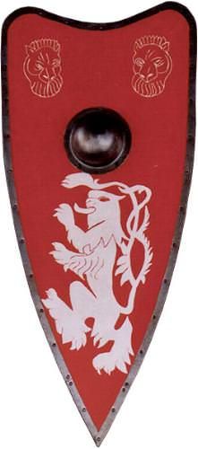 Ritterschild bemalt frühmittelalterlich mit weißem Löwe