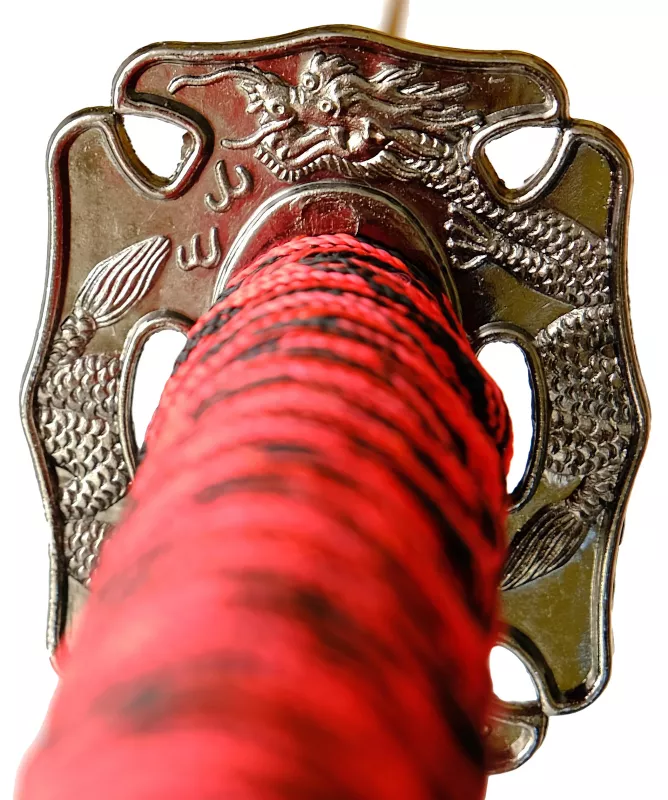Tsuba rote Samurai Schwerter Drachen 3er Set