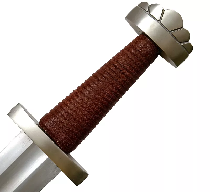 Der Griff Wikingerschwert Scharf mit brauner Scheide und Gürtel