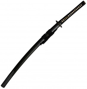 Akeno Black Katana mit Soshu Kitae + gefaltet