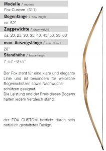 Langbogen Ragim FOX CUSTOM 20 - ...