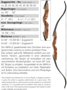 Recurvebogen Impala 20 - 60 lbs ...