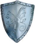 Ritterschild kaufen Hochmittelalter Dekorationschild mit getriebenem Drachen Ritterschild kaufen Hochmittelalter Dekorationschild mit getriebenem Drachen
