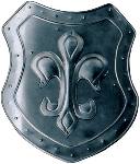 Ritterschild kaufen Hochmittelalter Dekorationschild mit getriebenem Lilienmotiv Ritterschild kaufen Hochmittelalter Dekorationschild mit getriebenem Lilienmotiv