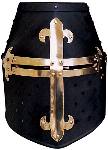 Rittertopfhelm kaufen mit Messing- Lilienkreuz geschwärzt Rittertopfhelm kaufen mit Messing- Lilienkreuz geschwärzt