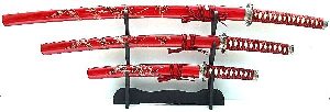 rote Samurai Schwerter Drachen Katana 3er Set kaufen rote Samurai Schwerter Drachen Katana 3er Set kaufen