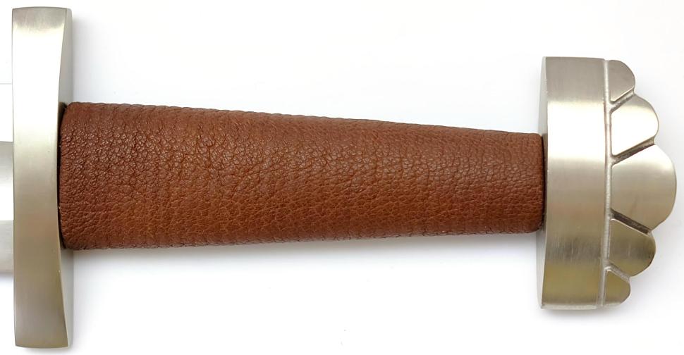 Wikingerschwert Scharf mit brauner Scheide und Gürtel der Griff Wikingerschwert Scharf mit brauner Scheide und Gürtel der Griff